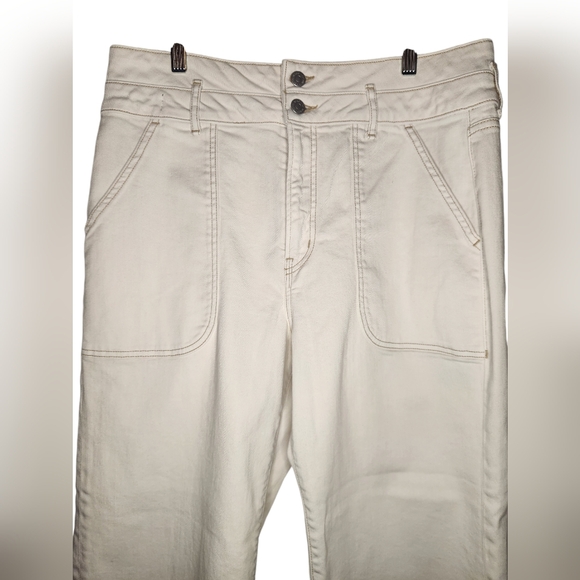 Veronica Beard Cream Hilde Wide Ankle Crop High Rise Jeans Size 32 $329 - Picture 2 of 6